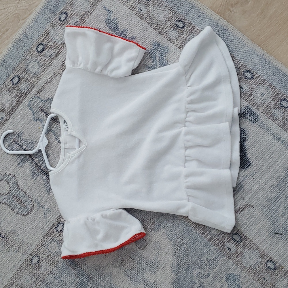 Janie And Jack Baby Girls White Terry Swim Cover-up Top Sz6-12m
